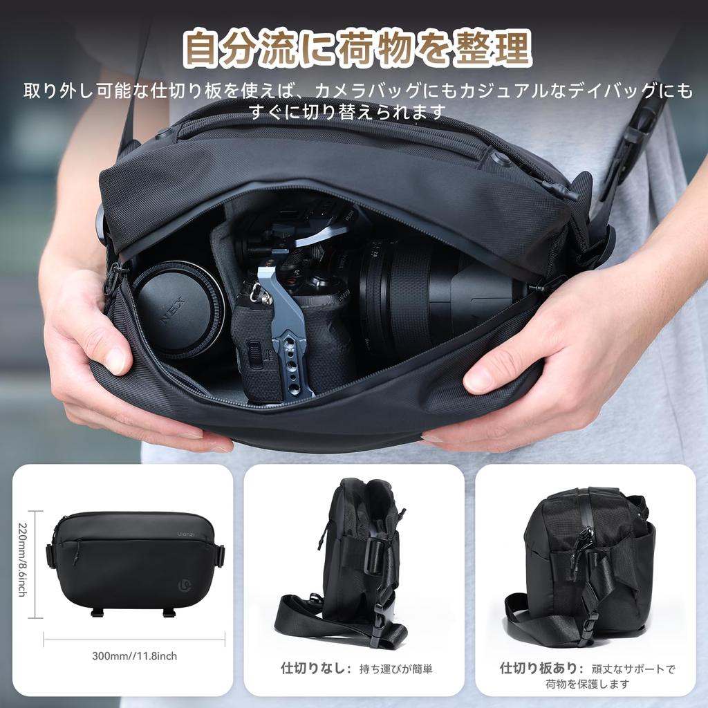 Ulanzi Camera Shoulder Gadget Crossbody Digital Storage Bag with Adjustable Dividers for PC Mobile Storage Case for iPad Charging USB SD Camera