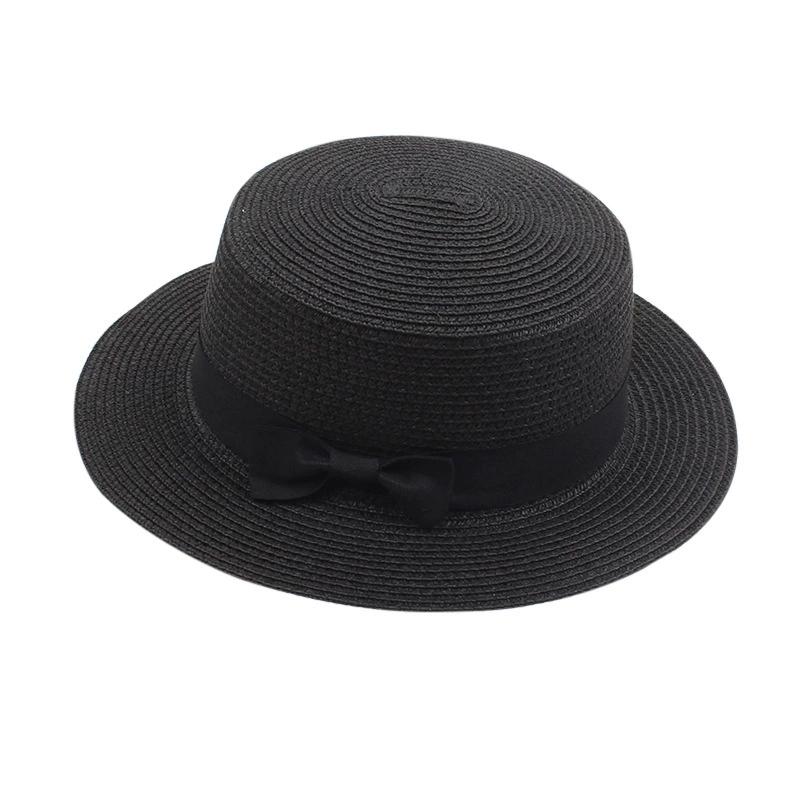 Women's British-Style Summer Hat Simple Small-Brimmed Straw Hat Korean-Style Bow-Knot Flat-Top Sun Hat Popular Women's Straw Hat