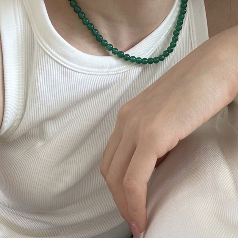 Mosxe [925silver] Green Jade Necklace (2size)