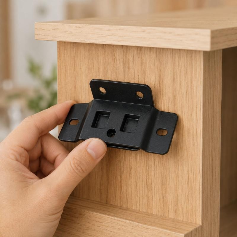 Locking Shelf Fixing Hardware, Steel Support Parts with Mounting Holes for Cabinet Board Installation and Repair