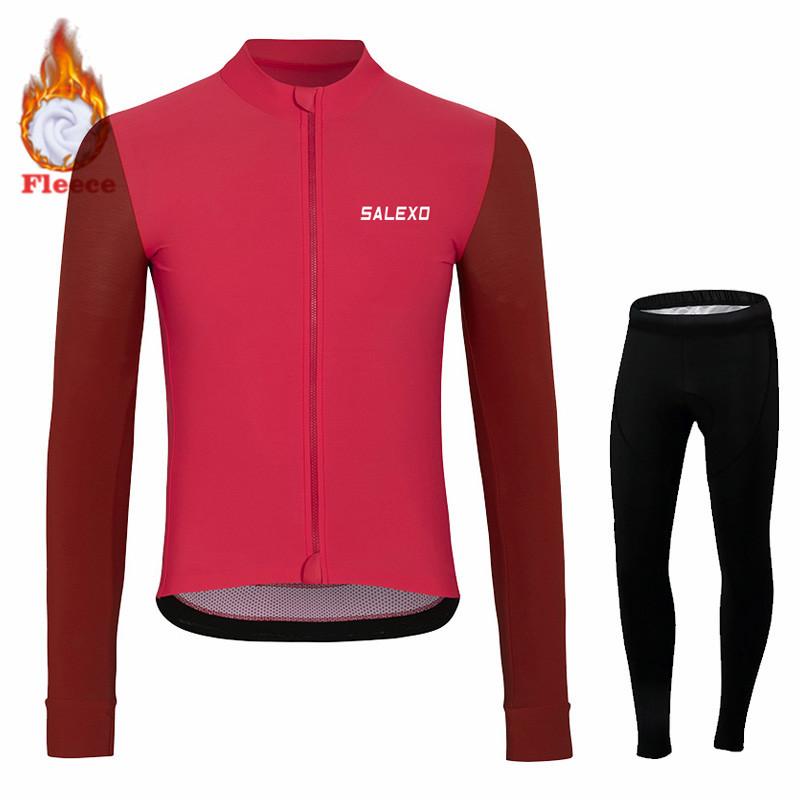 2026 Winter Fleece Warm Thermal Fleece Bicycle Set for Men, Long Sleeve Sportswear, Racing Jersey Suit, Pro Team Bicycle Clothing, Winter