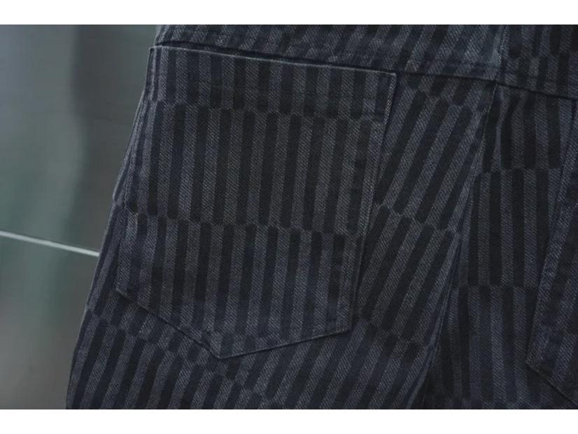 Jeans Skinny Listrado Degradê Masculino: Calças Harem Elásticas da Moda para Primavera e Outono