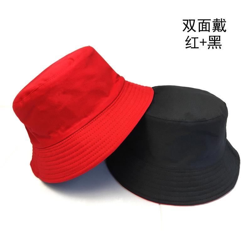 Double-sided bucket hat men's simple casual versatile basin hat women's solid color light board sun hat couple hat tide