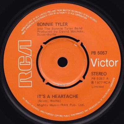 7inch Record BONNIE TYLER  THE BONNIE TYLER BAN  Its A Heartache PB5057 RCA Victor 1977 UK Rock Used