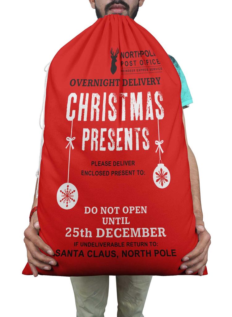 Printtoo 2 Pcs Santa Gift Sack for Kids Presents Xmas Bag Christmas Sack Personalized Bags Large 27x20 Inch