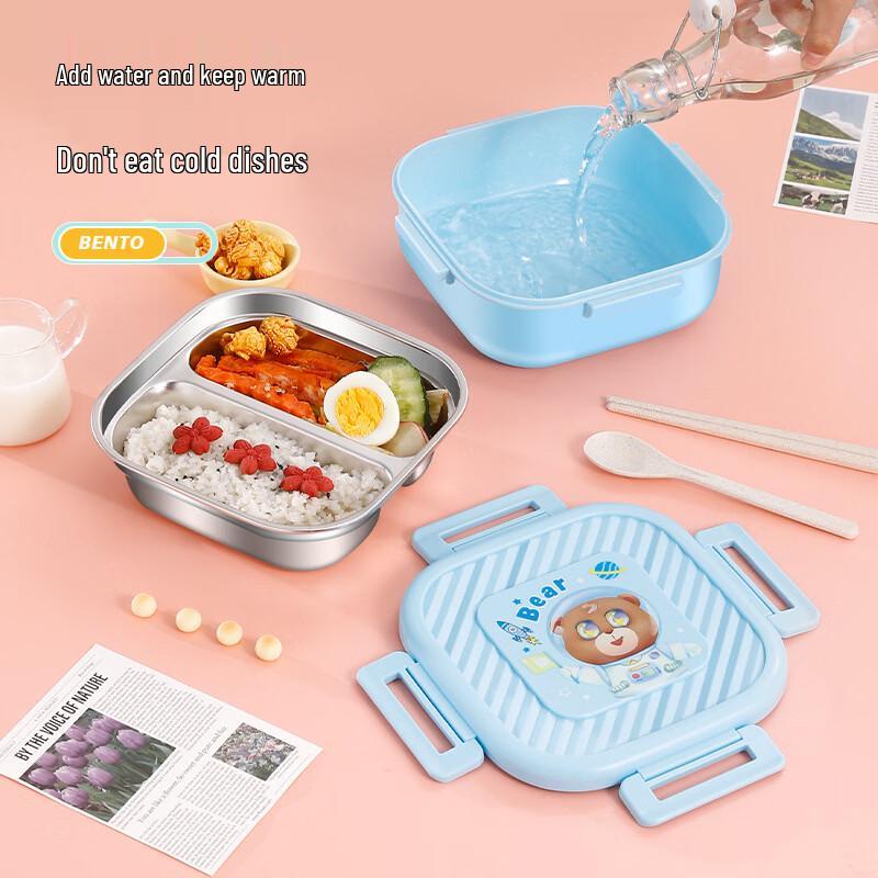 ZISIZ Cartoon Divided 3-Compartment 304 Stainless Steel Lunch Box