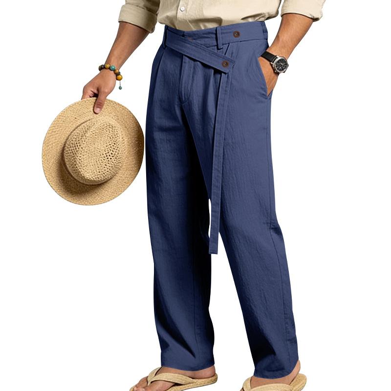 Mens Casual Loose Straight Long Trousers Naples Old Money Style Commuter Pants S