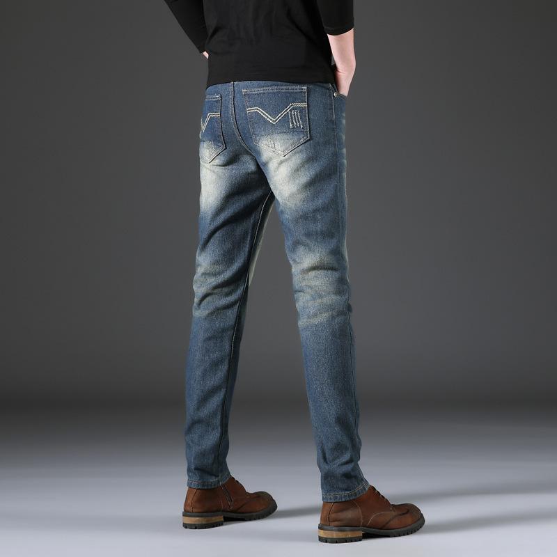 Men's Retro Cat Whiskers Straight Loose Jeans Mid Waist Fashion Men's Long Pants