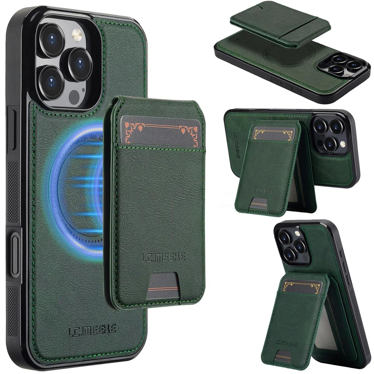 

Detachable Wallet Leather Case for iPhone 16 Pro Max 15 Plus 14 13 12 11 X XS Max XR 7 8 SE 4 13Mini Magnetic Card Holder Cover for iPhone7 8 зелёный