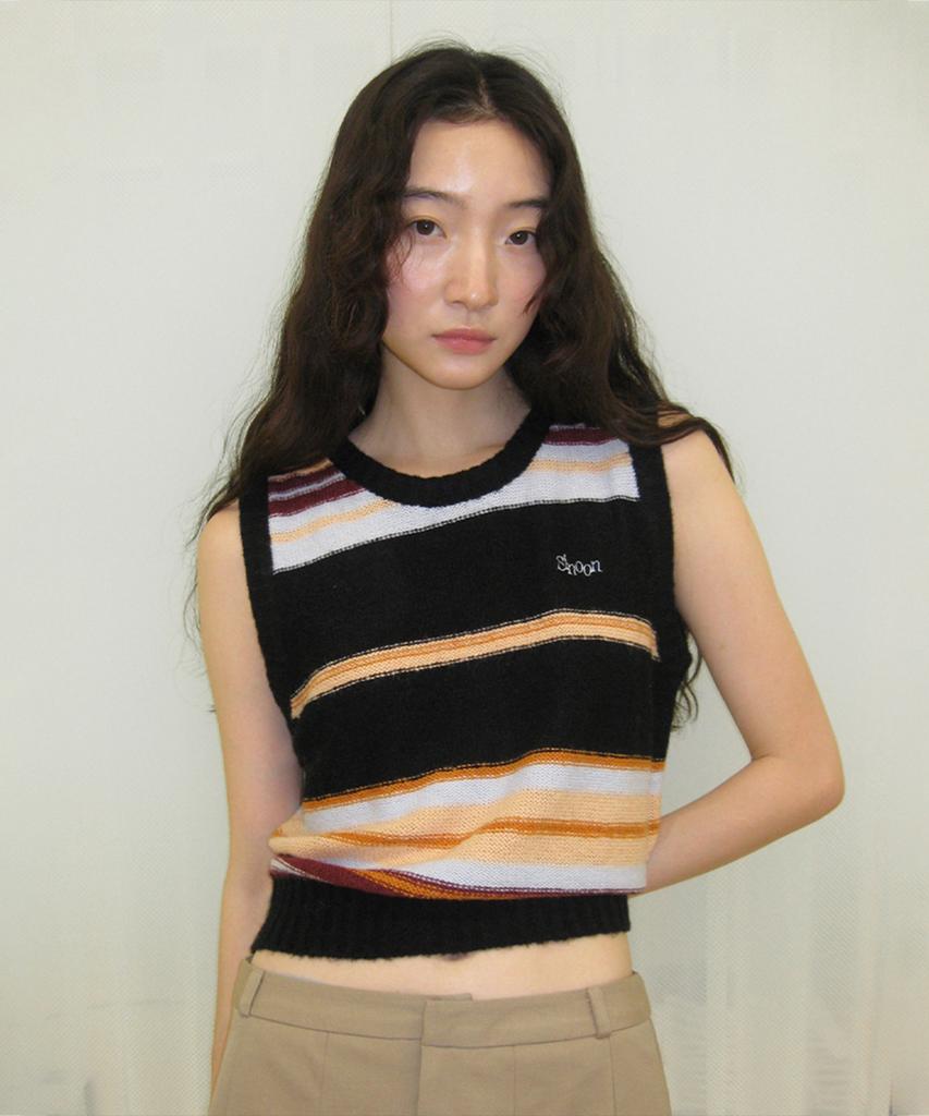 SINOON Sinoon Mix Stripe Knit Vest (Black Mix)