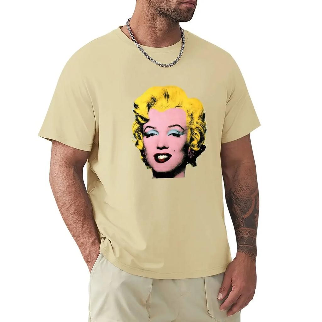 T-shirts unis de mode coréenne pour hommes Andy Marilyn Warhol Monroe Autocollant T-shirt Vêtements pour hommes Harajuku Graphique Surdimensionné coton