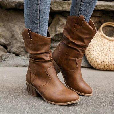 Female Western Boots Cowboy Boots Women Women Ankle Boots Pu Leather Shoes Autumn Boots Women Booties Lady Plus Size 42