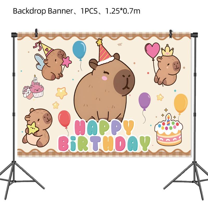 New animation capybara children's birthday party photo photography background cloth scene decoration banner