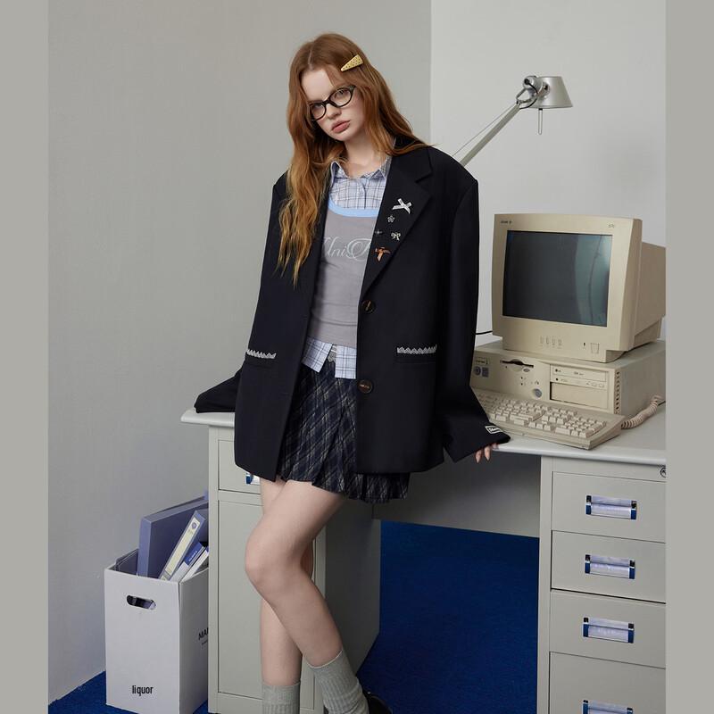 unifree American Retro Casual Hooded Blazer