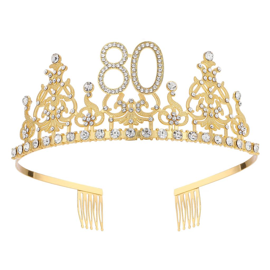 Fashion Alloy Digital Crown With Diamond Tiara 18Th Birthday Party Pearl Alloy Headband