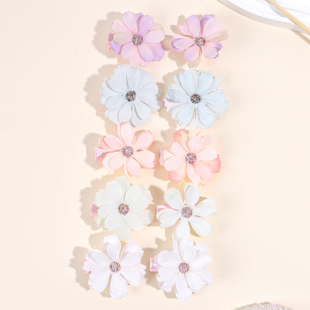 

10 шт. Заколки для волос со стразами в виде цветов, элегантные, с градиентом, изящные цветочные заколки-автоматы, милые заколки для волос для девочек, детские головные уборы, аксессуары