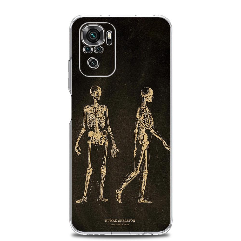 Skeleton Chalkboard Body Heart Phone Case For Xiaomi Redmi Note 13 12 5G 9S 9 8 10 11 Pro Plus 4G 9T 13C 12C10C 9C 9A 7 Cover