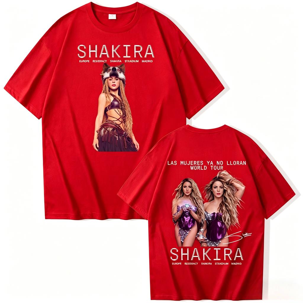 Singer Shakira World Tour TShirt Unisexs Clothing Womens Fashion Aesthetic Tshirt High Quality Cotton Summer New Tshirt