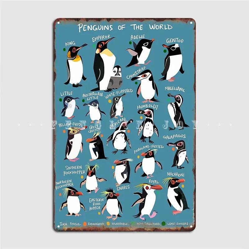 

Penguins Of The World Metal Sign Wall Pub Garage Club Retro Plaques Tin Sign Posters 20x30cm