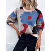 Autumn/Winter Round-neck Long-sleeved Knitted Top – Fashionable and Versatile Jacquard Casual Pullover for Women