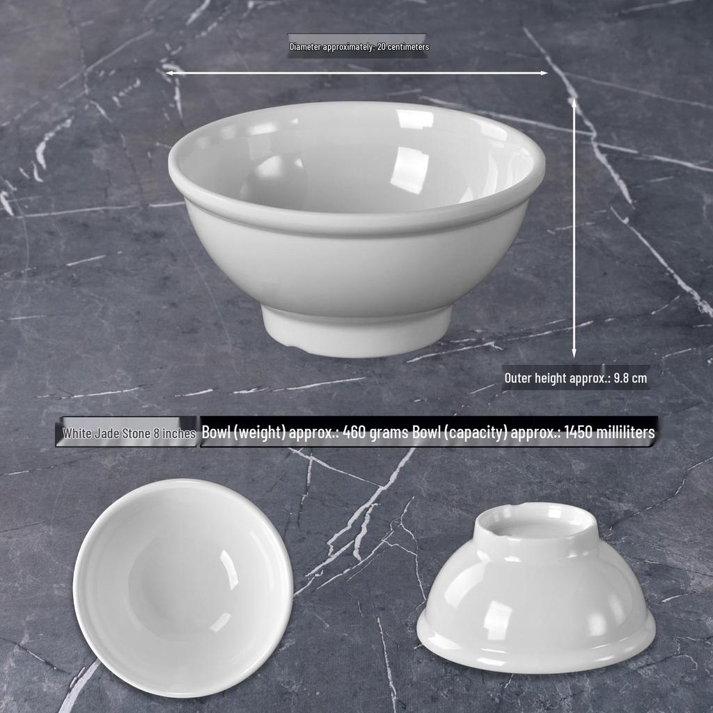 Melamine Noodle Restaurant Bowl - High-Footed, Imitation Porcelain for Wonton, Soup, Beef Rice Noodles, Mala Tang