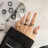 3/6Pcs Vintage Black Rings Set For Women Girls Punk Metallic Geometric Simple