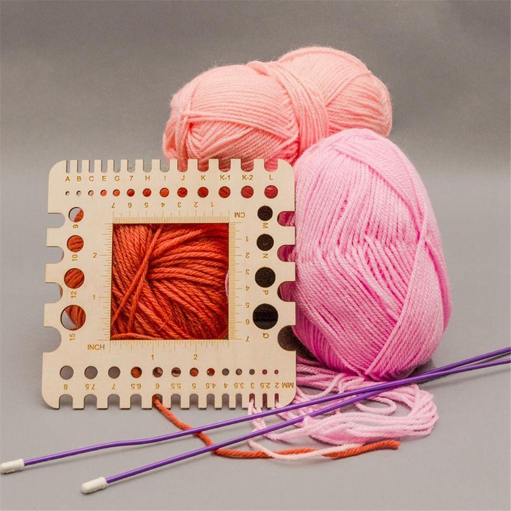 DIY Wood Knitting Needle Gauge Square Crochet Hooks Ruler  for Spinners Yarn Measuring Tools