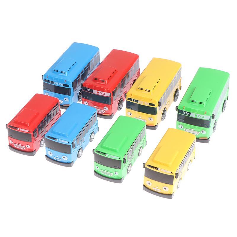 4Pcs Tayo The Little Bus Cartoon Pull Back Car Toy Set Kids Educational Gift