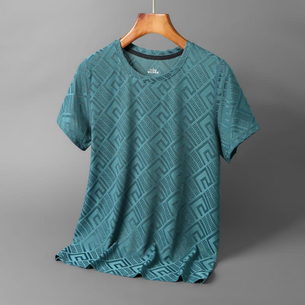 Men's Short-Sleeved Ice Silk T-Shirt Men's Summer Pajamas Tops Homewear Men's T-Shirt Men's Half-Sleeved Tops Men's Clothing