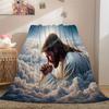 Jesus Flannel Throw Blanket, Soft Warm All Season Wearable Blanket for Couch, Office Bed Camping,Christian Gift, Cozy Home Decor
