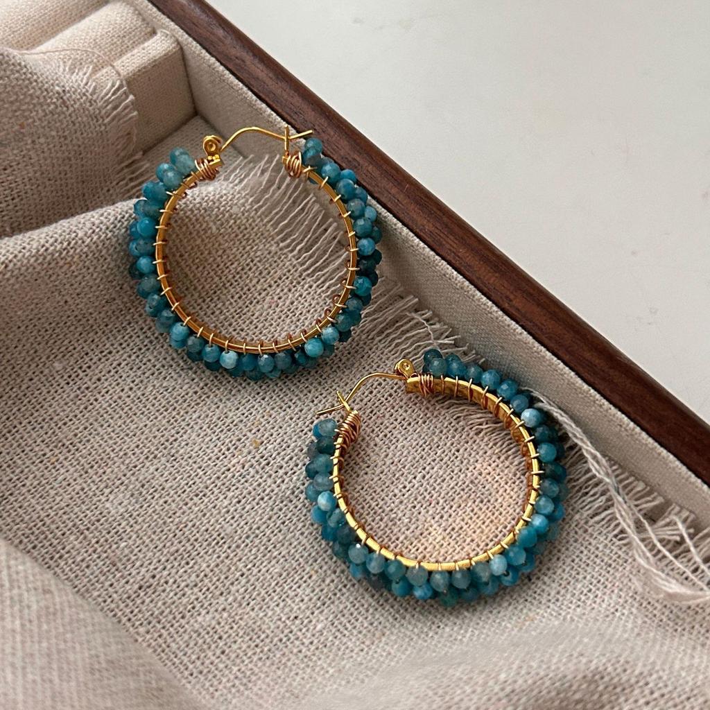 Millet Bead Inlaid Metal Earrings, Earrings, Fresh Natural Stone Handmade Beaded Earrings, Earrings Are Super Exquisite