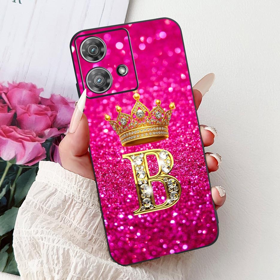 For Motorola Edge 40 Neo Case XT2307-1 Cute Crown Letters Cover Soft Silicone Phone Cases For Motorola Edge 40 Edge40 Neo Fundas