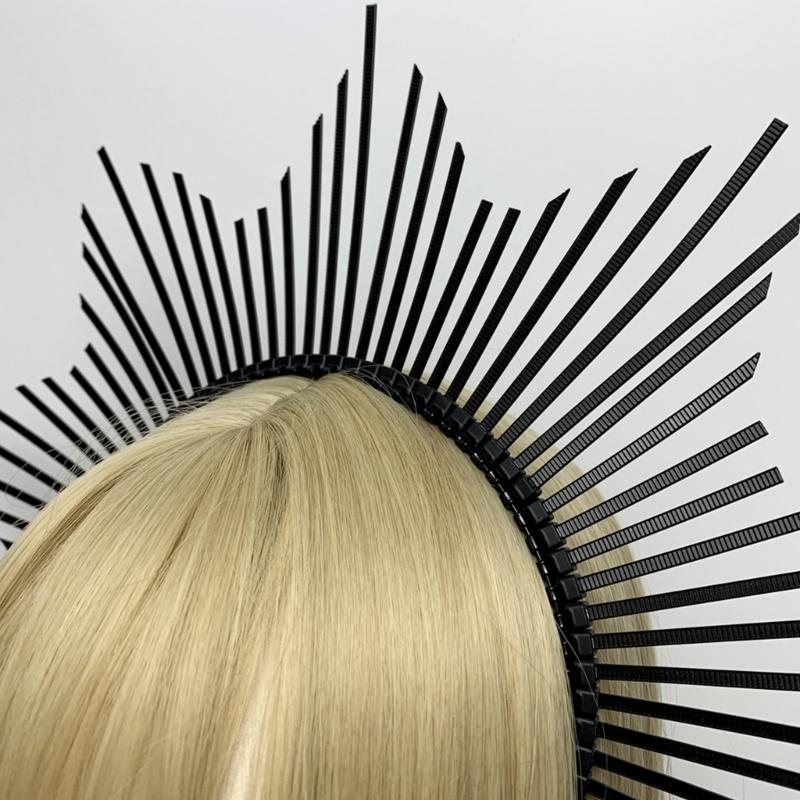 Dark Headband Angel Crown Headband Bridal Tiaras Divine Princess Headpiece Hair Hoop Baroque Spiked Tiaras