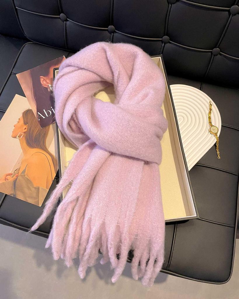 Women's Winter Imitation Cashmere Scarf - White Mohair Shawl Neck Warmer