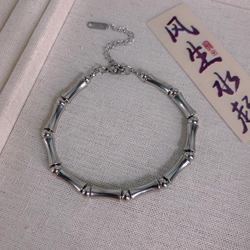 Men's High-End Titanium Steel Bamboo Bracelet - Unique Design, Ideal for Students, Couples, and Trendsetters