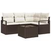 5 Piece Sofa Set with Cushions Brown and Cream Poly Rattan