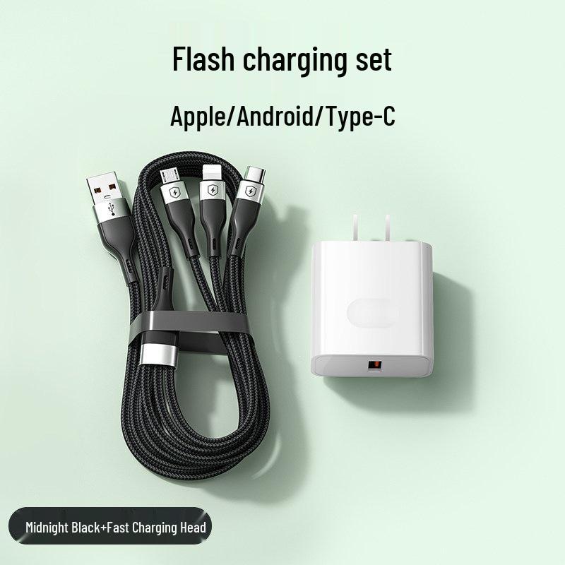 100W Fast Charging Multi-Head Cable: Compatible with Apple & Android