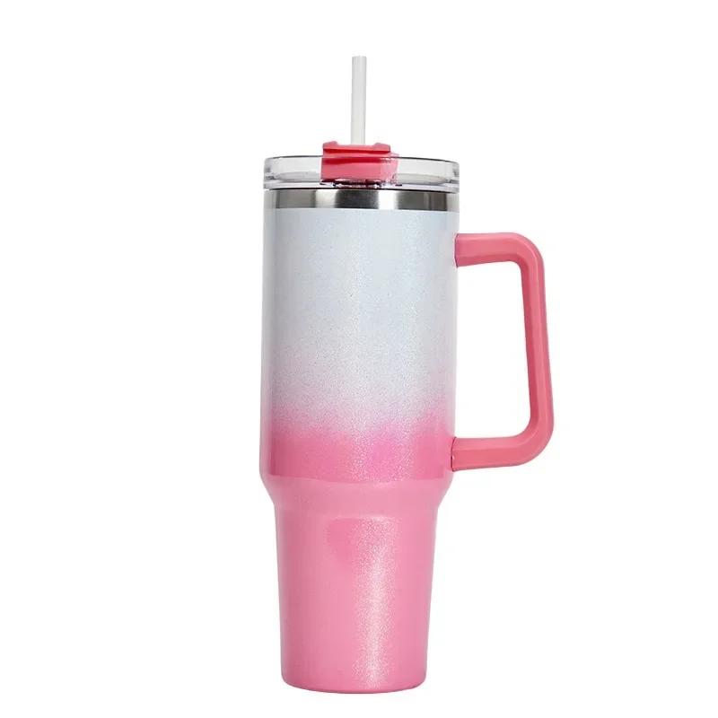 Insulated Water Bottle 304 Stainless Steel Vacuum Flask with Handle Straw Sport Insulated Tumbler with Lids Car Coffee Thermos