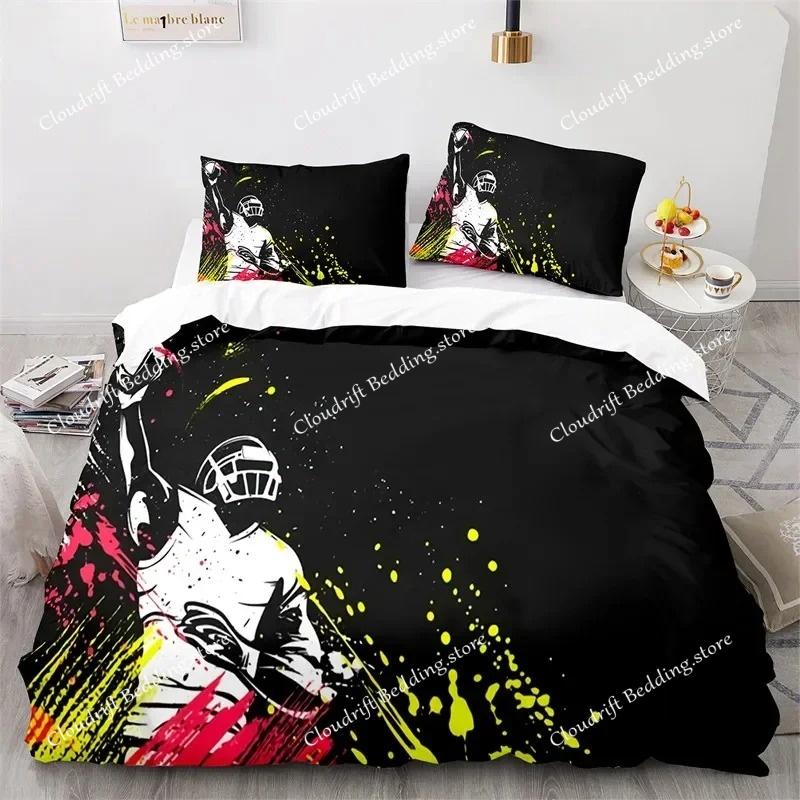 Sport Bettbezug Set American Football Spieler Bettwäsche Set für Jungen Mädchen Kinder Weicher Ballsport Steppdeckenbezug mit Kissenbezügen