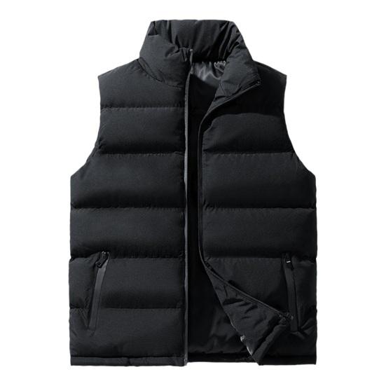 Pánská péřová vesta podzimní zima stojáček límec hřejivý větruodolný dvojité kapsy zapínání na zip ležérní jednobarevné pánská vesta bez rukávů top