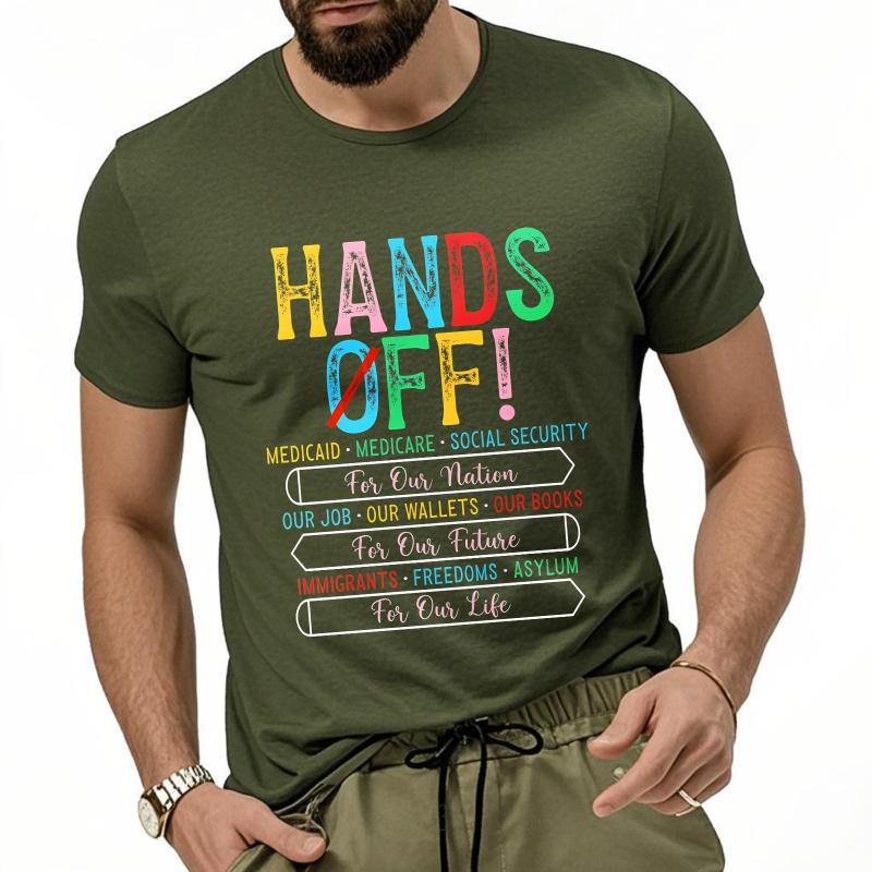 Streetwear Summer Unisex T Shirt Hands Off Medicaid Medicare Social Security Our Job Our Wallets Our Books Immigrants Freedoms