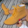Winter Selling Elegant Lace Up Casual Women's Boots Fashionable New Style Comfortable Wear-resistant High Heels Mid Top Boots