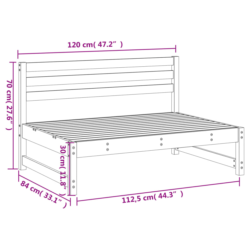 Garden Center Sofa White 120x80 cm Solid Pine Wood