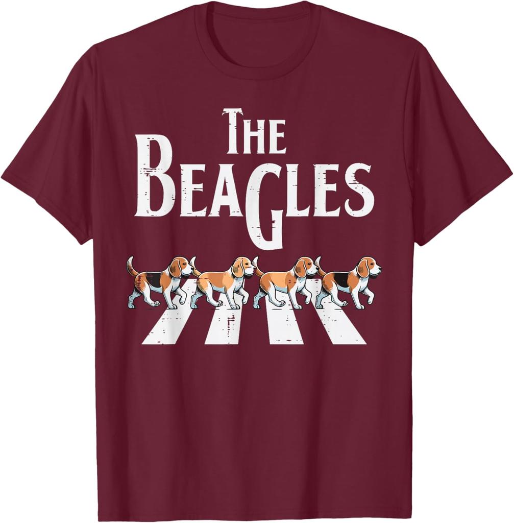 The Beagles Parody Abbey Road Walking Dogs Graphic Tee Casual Cotton TShirt for Men Women