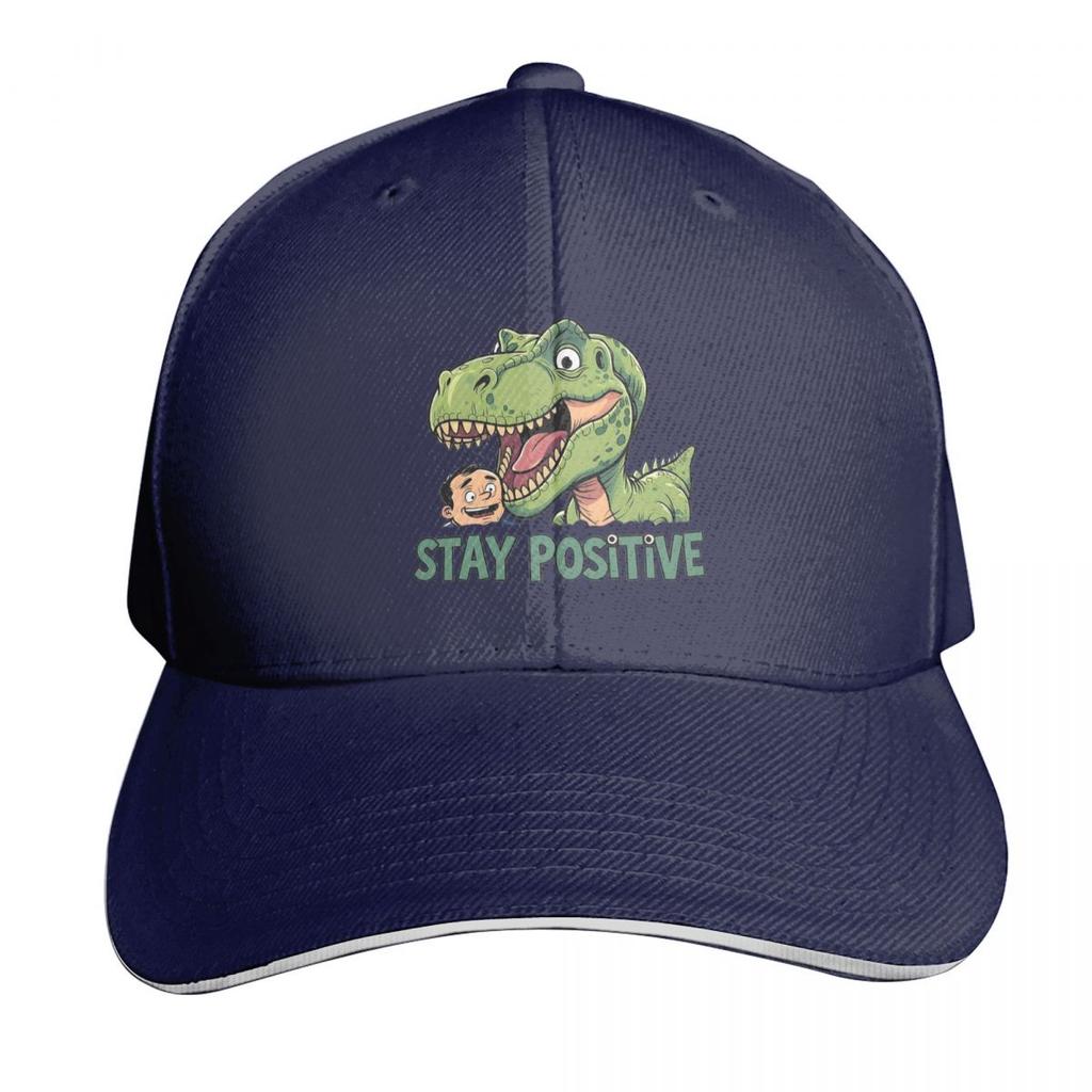 Stay Positive Funny TRex Dinosaur Sticker Cap Fashion Casual Baseball Caps Adjustable Hat Hip Hop Summer Unisex Baseball Hats
