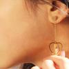 25MM Long Hollow 3D Heart Rhinestone Stud Earrings in Stainless Steel