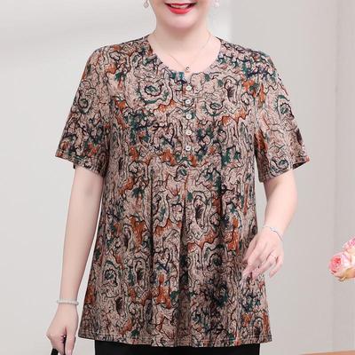 Plus Size Elegant Women's Blouses Summer Oversize Tops Woman Casual Short Sleeve Shirts