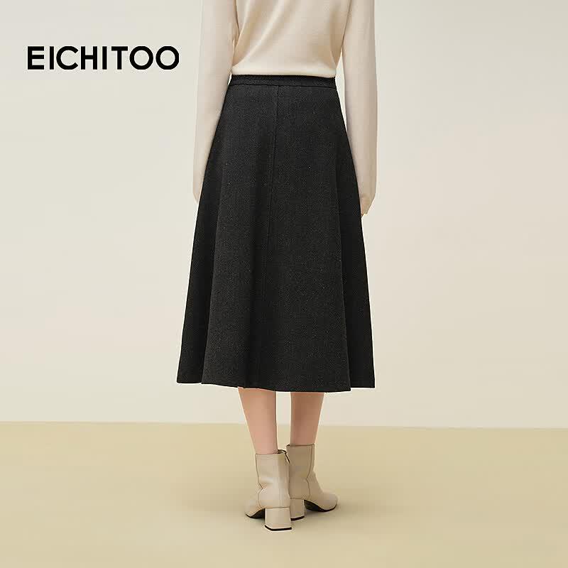 EICHITOO Women's Elegant High-Waist A-Line Midi Skirt