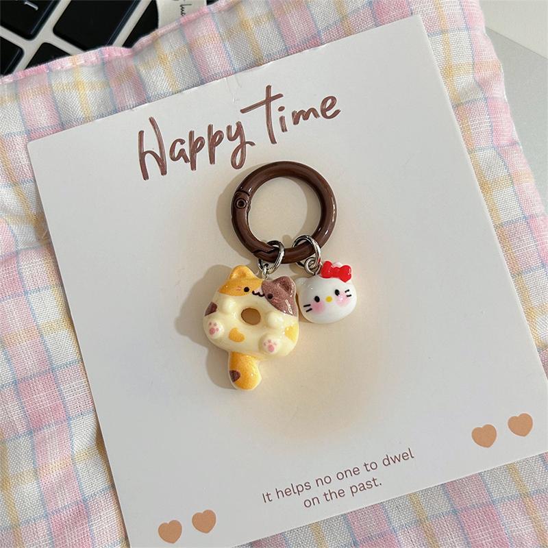 Cute Cartoon Doughnut Keychain For Women Girls Funny Kawaii Pendant Keyring  Backpack Decoration Accessories Gifts