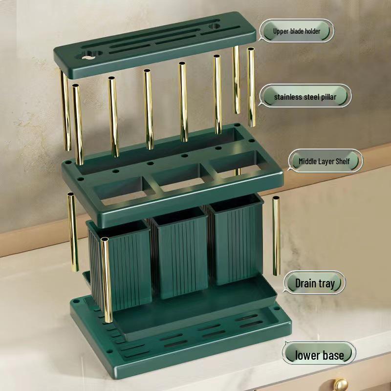 Multifunktionales Küchenregal: Messer- und Stäbchenhalter mit Gabelaufbewahrung